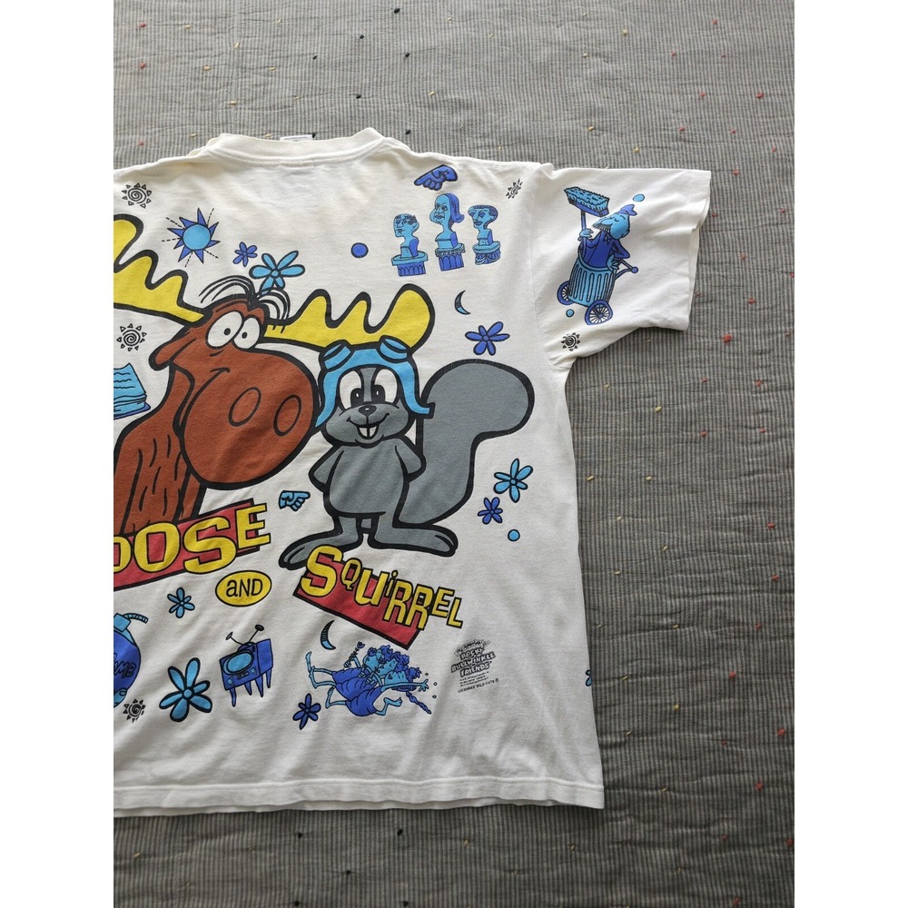 Vintage 1990s Rocky And Bullwinkle And Friends‎ Show AOP T-shirt Wild Oats XL - Picture 5 of 14